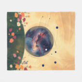 Couverture Polaire Galaxie impressionniste avec jardin fleuri (Devant (Horizontal))