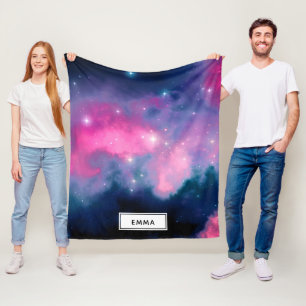 Couverture Polaire Galaxie rose & bleu Nebula & étoiles Abstrait