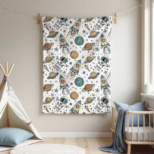 Couverture Polaire Galaxy Baby Blanket Astronaut Thème pour garçons