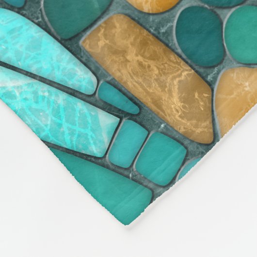 Couverture Polaire Galets Mosaic Art -Emerald et or (Coin)