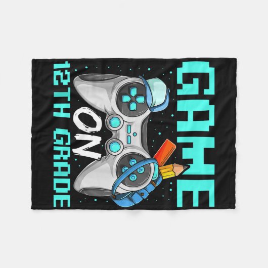 Couverture Polaire Game On Twelfth Grade Shirts, Funny Gamer Boy Back (Devant (Horizontal))