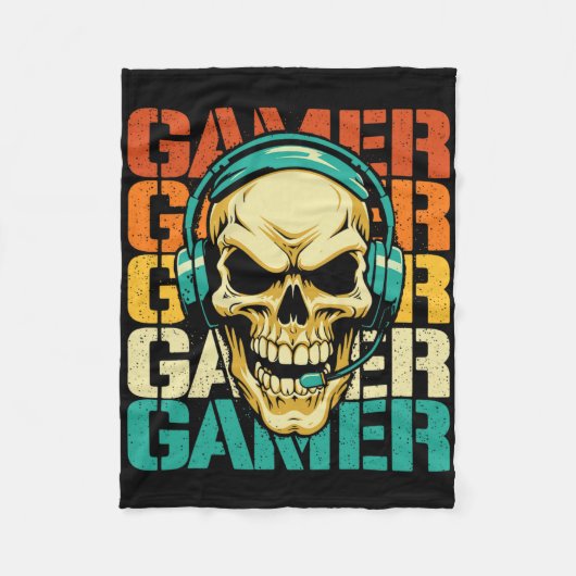 Couverture Polaire Gamer - Retro Skull Jeu de console Lover Vide (Devant)
