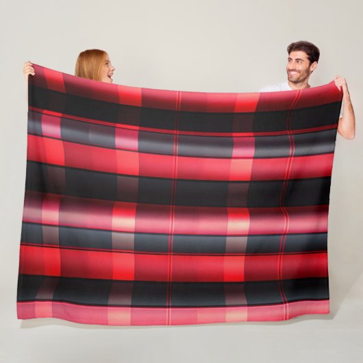 Couverture Polaire Gamme Abstraite Red Black Plaid (En situation)