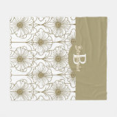 Couverture Polaire Gamme d'or Modèle floral Blanche polaire (Devant (Horizontal))