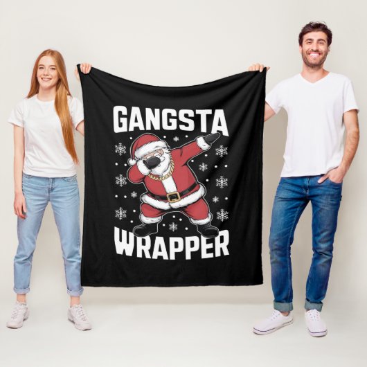 Couverture Polaire Gangsta Wrapper Dabbing Père Noël Noël (En situation)