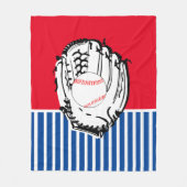 Couverture Polaire Gant de baseball bleu et rouge rayé (Devant)