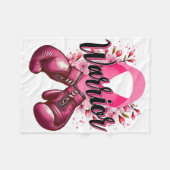 Couverture Polaire Gants de boxe de guerrier Pink Ribbon Cancer du se (Devant (Horizontal))