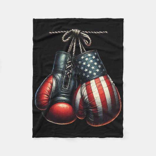 Couverture Polaire Gants de boxe Drapeau Usa 4 Juillet pour la format (Devant)