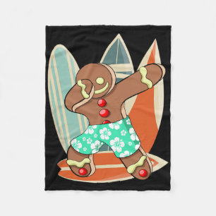 Couverture Polaire Garçon de plage de Noël Dabbing Gingerbread Man No