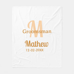 Couverture Polaire garçon d'honneur orange nom lettre date pastel mas