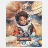 Couverture Polaire Garçons Astronaut Blanket Peau noire Espace aquare (Devant)