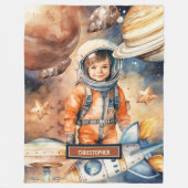 Couverture Polaire Garçons Astronaut Blanket Planètes spatiales perso (Devant)