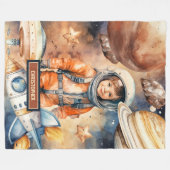 Couverture Polaire Garçons Astronaut Blanket Planètes spatiales perso (Devant (Horizontal))