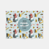 Couverture Polaire Garçons Bleu Cute Digger Motif de construction (Devant (Horizontal))