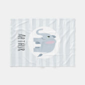 Couverture Polaire Garçons Bleu Eléphant & Nom Enfants Personnalisé (Devant (Horizontal))