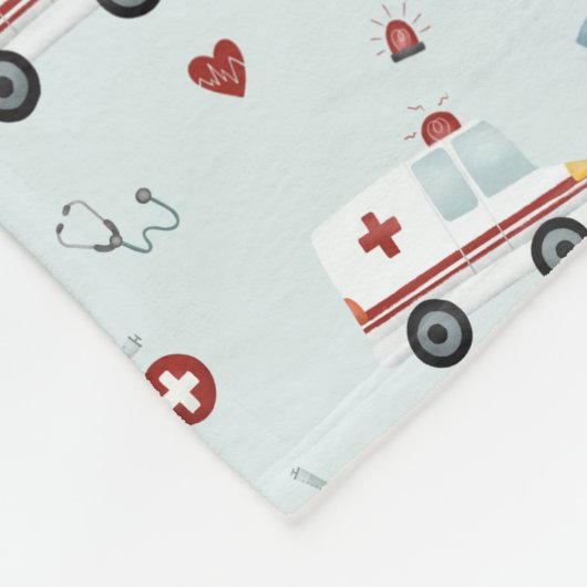 Couverture Polaire Garçons Bleu mignon Ambulance Motif Enfants (Coin)