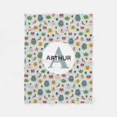 Couverture Polaire Garçons Bleu mignon Monstre Alien Monogramme Enfan (Devant)