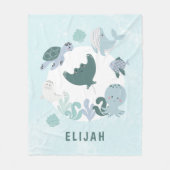 Couverture Polaire Garçons Bleu Sous L'Océan Mer Animaux Enfants Cein (Devant)