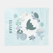 Couverture Polaire Garçons Bleu Sous L'Océan Mer Animaux Enfants Cein (Devant (Horizontal))