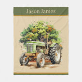 Couverture Polaire Garçons cool Amateurs de tracteur ajouter le nom (Devant)