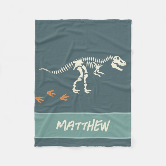 Couverture Polaire Garçons Cool Blue Dinosaur Fossil Enfants (Devant)