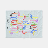 Couverture Polaire Garçons Couleur Bleue Aquarelle Dinosaur Alphabet  (Devant (Horizontal))