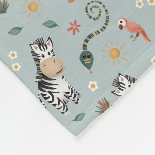 Couverture Polaire Garçons Cute Blue Jungle Monogram Enfants (Coin)