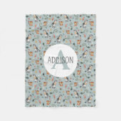 Couverture Polaire Garçons Cute Blue Jungle Monogram Enfants (Devant)