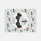 Couverture Polaire Garçons Cute Blue Police Motif automobile avec nom (Devant (Horizontal))