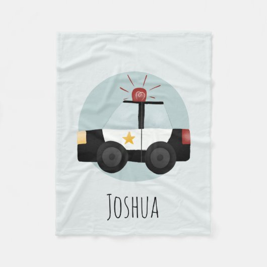 Couverture Polaire Garçons Cute Blue Police Voiture Cartographie Enfa (Devant)