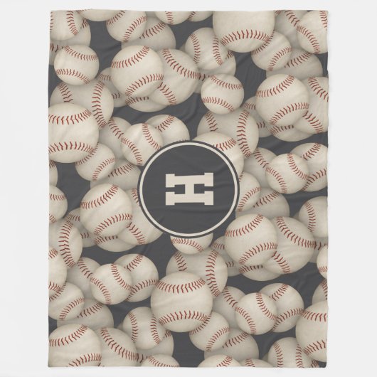 Couverture Polaire garçons filles baseball softball motif monogrammed (Devant)