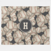 Couverture Polaire garçons filles baseball softball motif monogrammed (Devant (Horizontal))