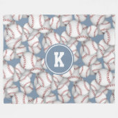 Couverture Polaire garçons filles baseball softball motif monogrammed (Devant (Horizontal))