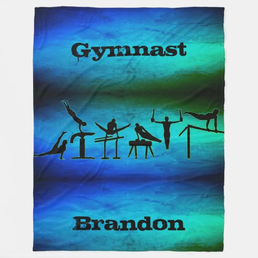 Couverture Polaire Garçons Gymnastique Gymnaste Blanket avec son nom (Devant)