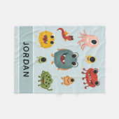 Couverture Polaire Garçons mignon et tendance Monstre bleu Alien Enfa (Devant (Horizontal))