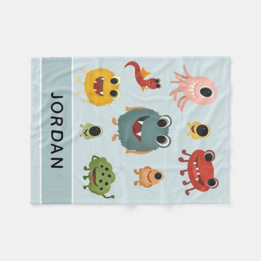Couverture Polaire Garçons mignon et tendance Monstre bleu Alien Enfa (Devant (Horizontal))