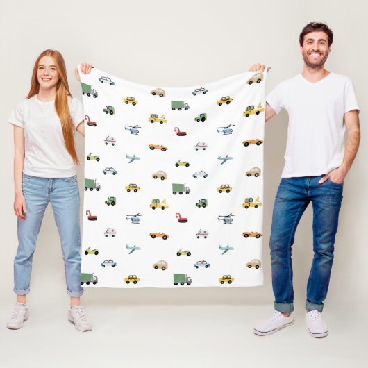 Couverture Polaire Garçons transport mignonne Motif automobile Monogr (En situation)