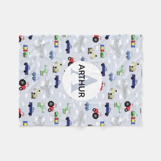 Couverture Polaire Garçons transport mignonne Motif automobile Monogr (Devant (Horizontal))