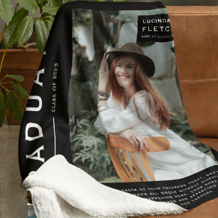 Couverture Polaire Garder photo et devis cadeau de graduation noir