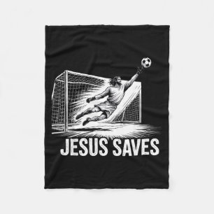 Couverture Polaire Gardien de but de football Jésus sauve le chrétien
