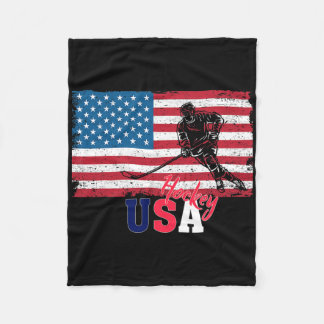 Couverture Polaire Gardien de but de hockey Drapeau Usa Bâton de hock
