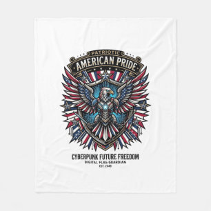 Couverture Polaire Gardien de drapeau numérique patriotique Cyberpunk