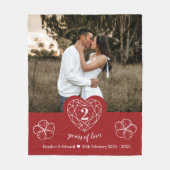 Couverture Polaire Garnet 2e anniversaire Mariage coeur rouge coton (Devant)