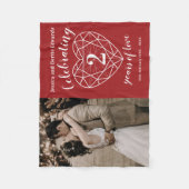 Couverture Polaire Garnet 2e anniversaire Mariage contour du coeur ro (Devant)