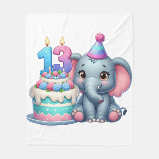 Couverture Polaire Gâteau d'éléphant pour 13e anniversaire