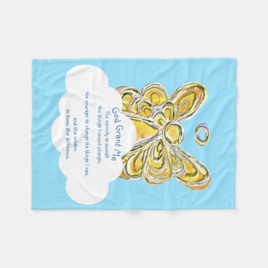 Couverture Polaire Gaurdian jaune Angel Dieu me donne Chemo Blanche (Devant (Horizontal))