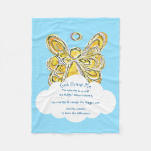 Couverture Polaire Gaurdian jaune Angel Dieu me donne Chemo Blanche