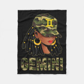 Couverture Polaire Gemini Queen Loc'd Hair Black Woman Camo Cap Zodia (Devant)