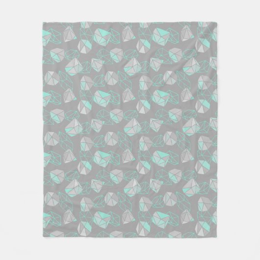 Couverture Polaire Gemme géométrique moderne Motif Gris & Aqua (Devant)