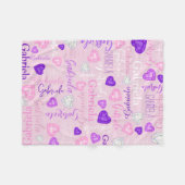 Couverture Polaire Gemstones hearts custom name pastel pink purple (Devant (Horizontal))
